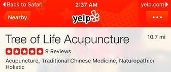 Yelp Tree of Life Acupuncture reviews
